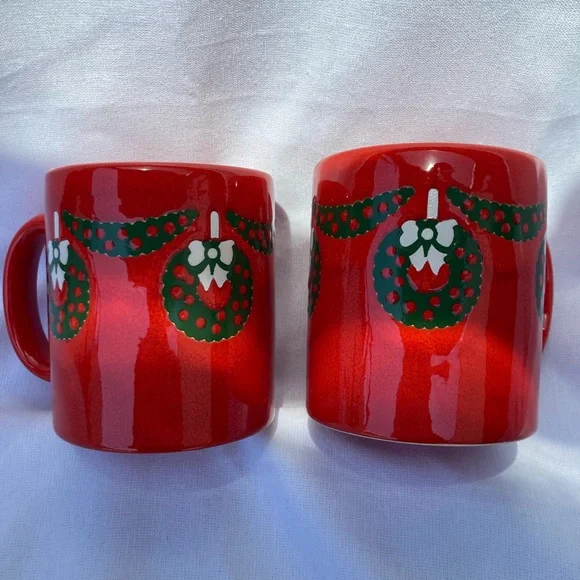 Set of 2: Waechtersbach Christmas Wreath Mugs - Picture 2 of 4
